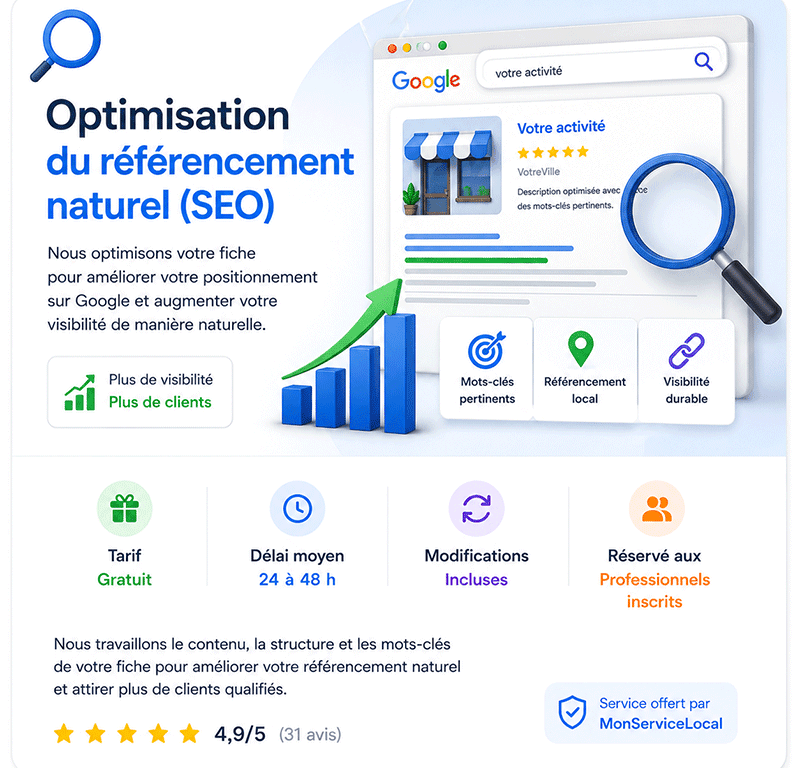 🔍 Optimisation du référencement naturel (SEO)