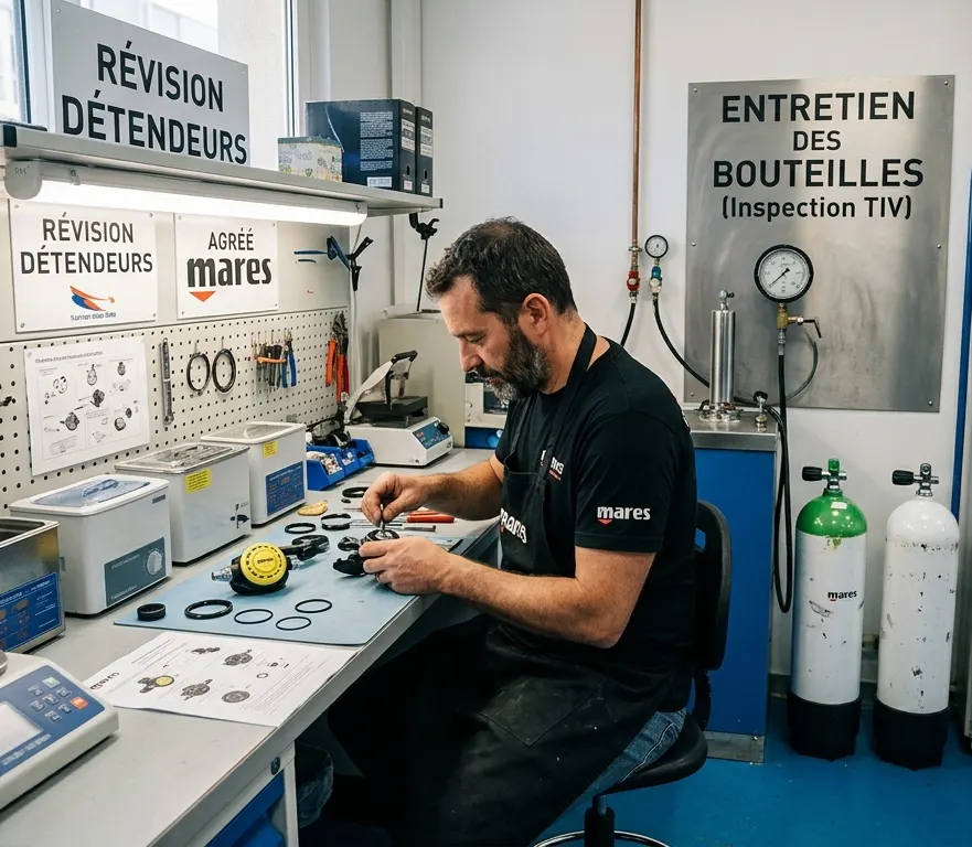 Révision, entretien et vente de matériel de plongée : révision détendeur