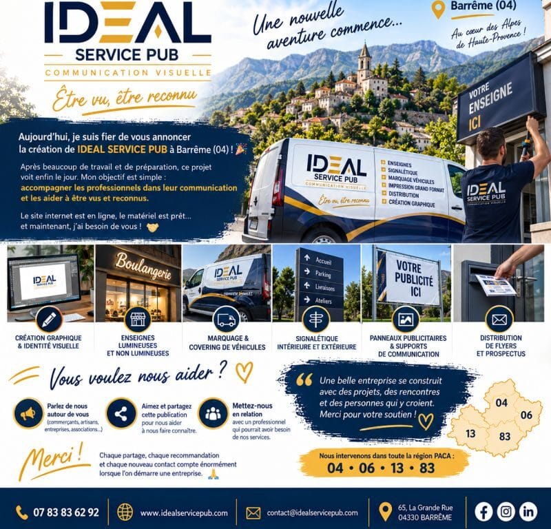 IDEAL SERVICE PUB : Publicité & Communication Visuelle (04330)
